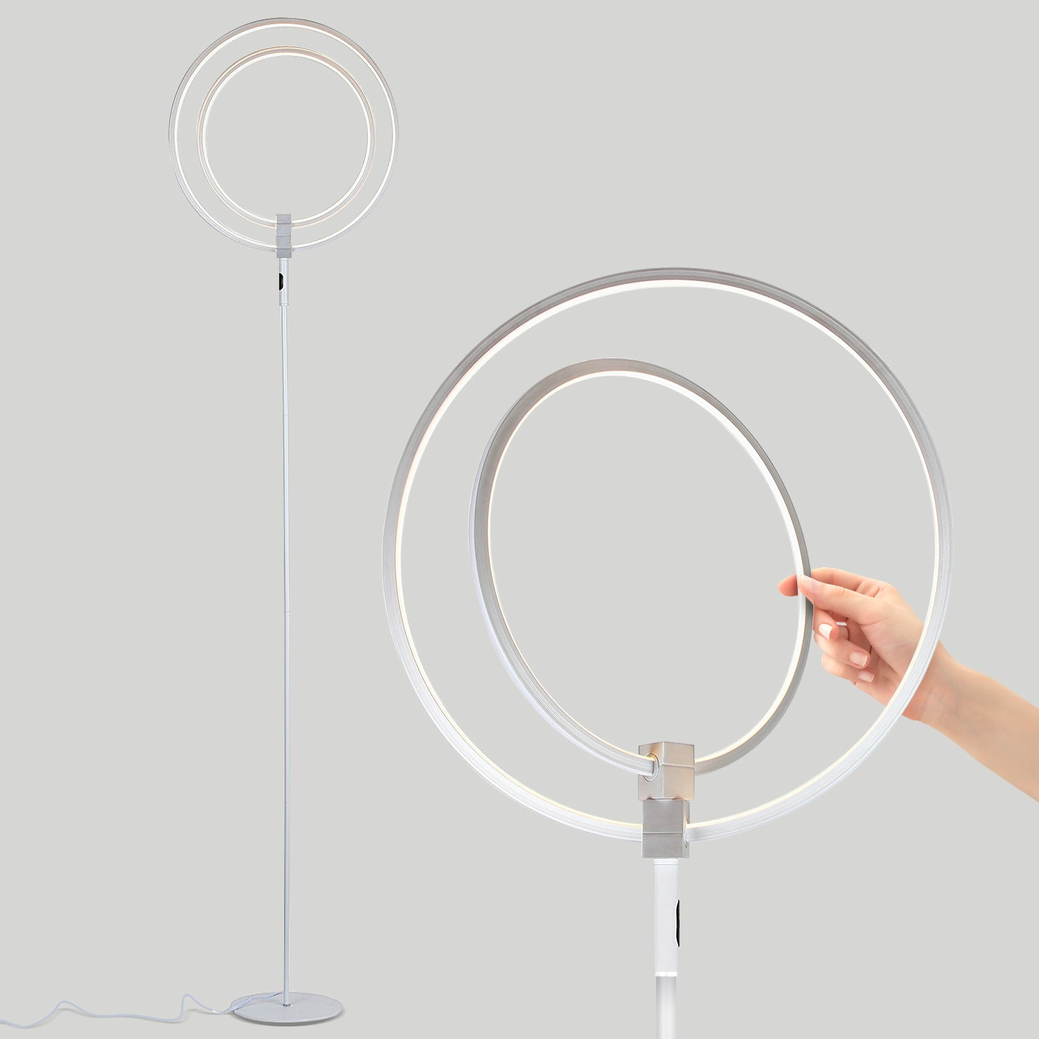 Brightech Eclipse Modern LED Torcherie Touch Dimmer Floor Lamp, White (Open Box) - VMInnovations
