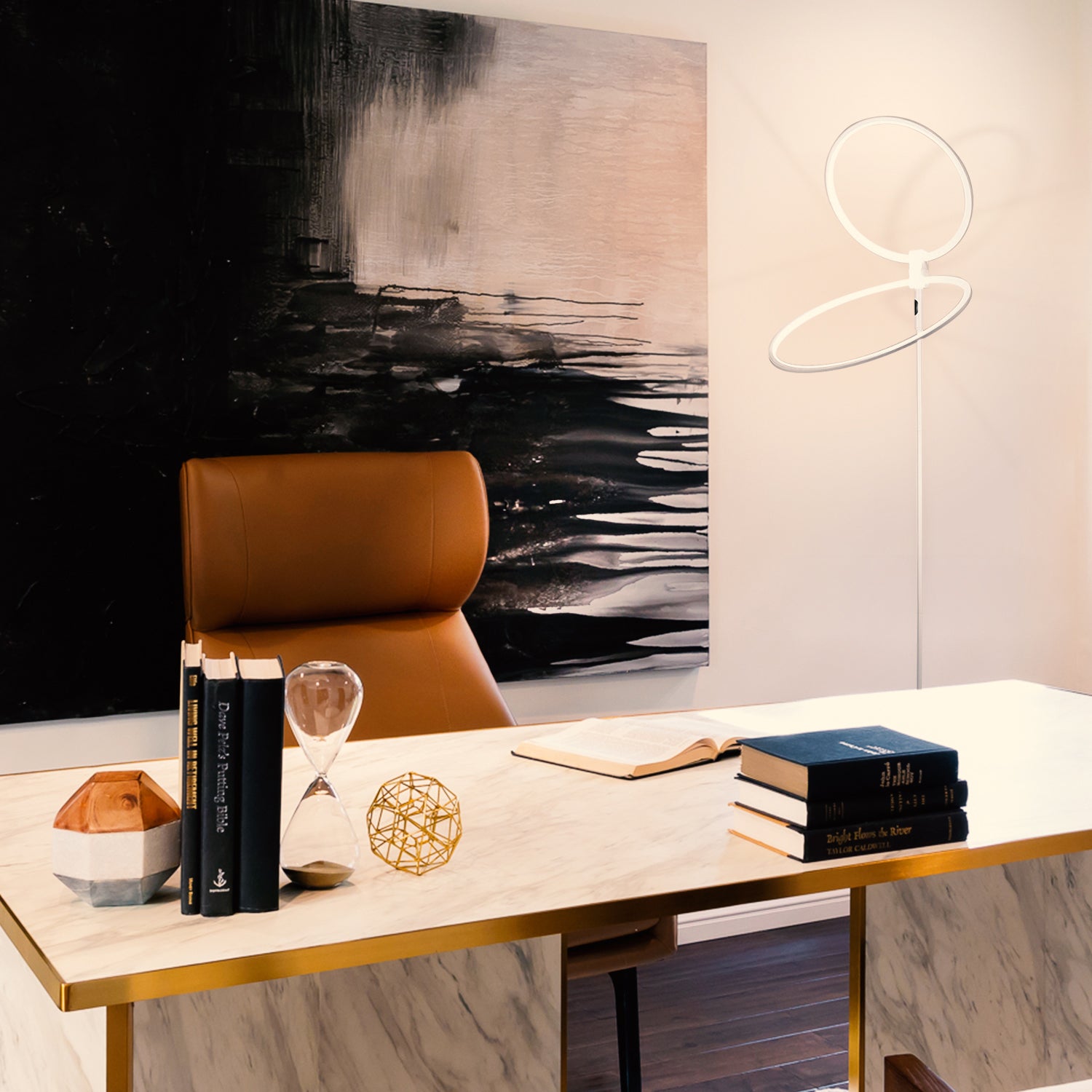 Brightech Eclipse Modern LED Torcherie Touch Dimmer Floor Lamp, White (Open Box) - VMInnovations
