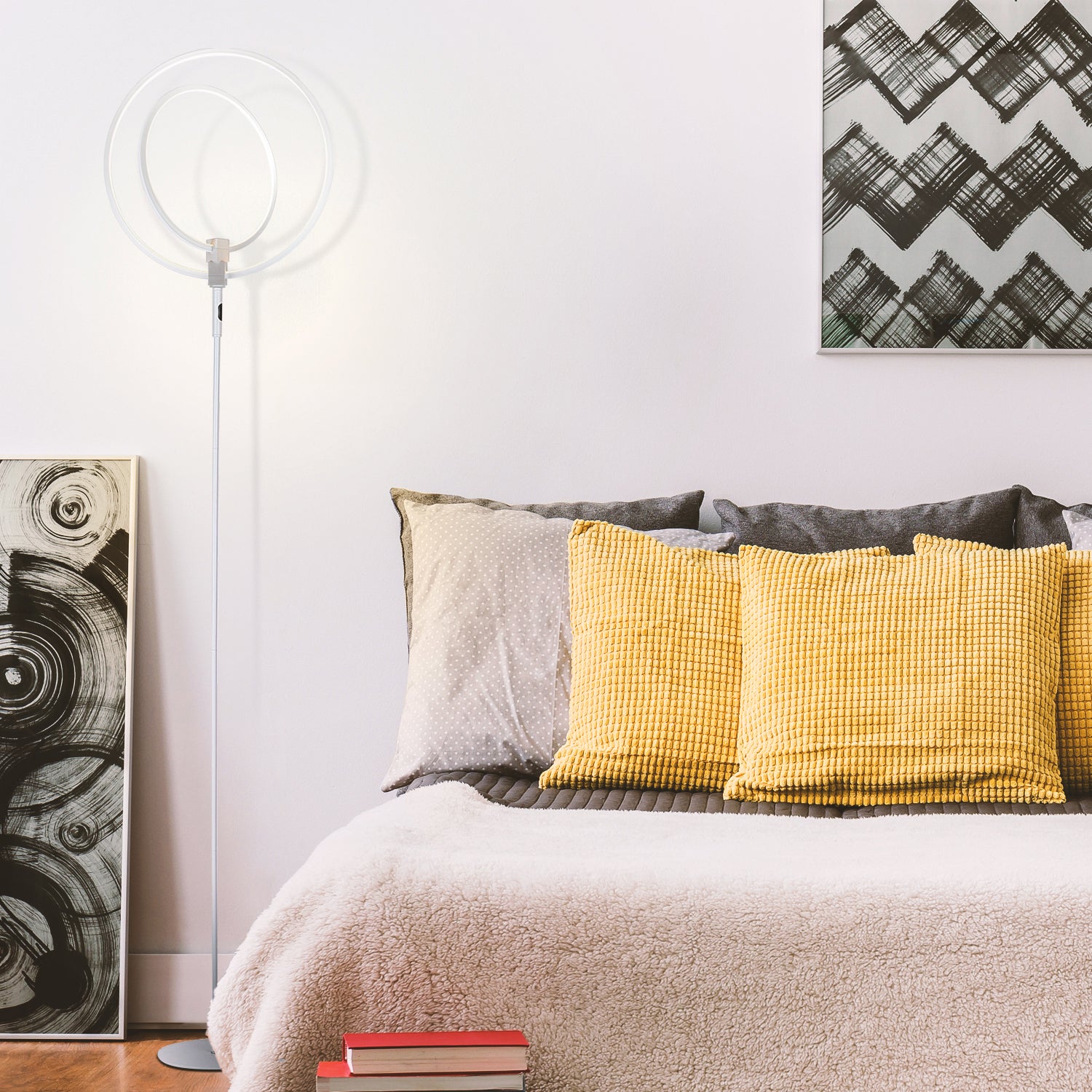 Brightech Eclipse Modern LED Torcherie Touch Dimmer Floor Lamp, White (Open Box) - VMInnovations