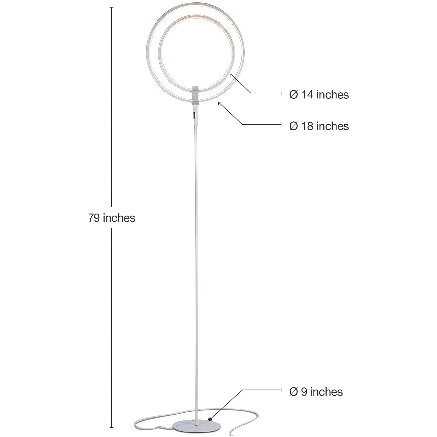 Brightech Eclipse Modern 20 Watt LED Touch Dimmer Floor Lamp, White (For Parts)