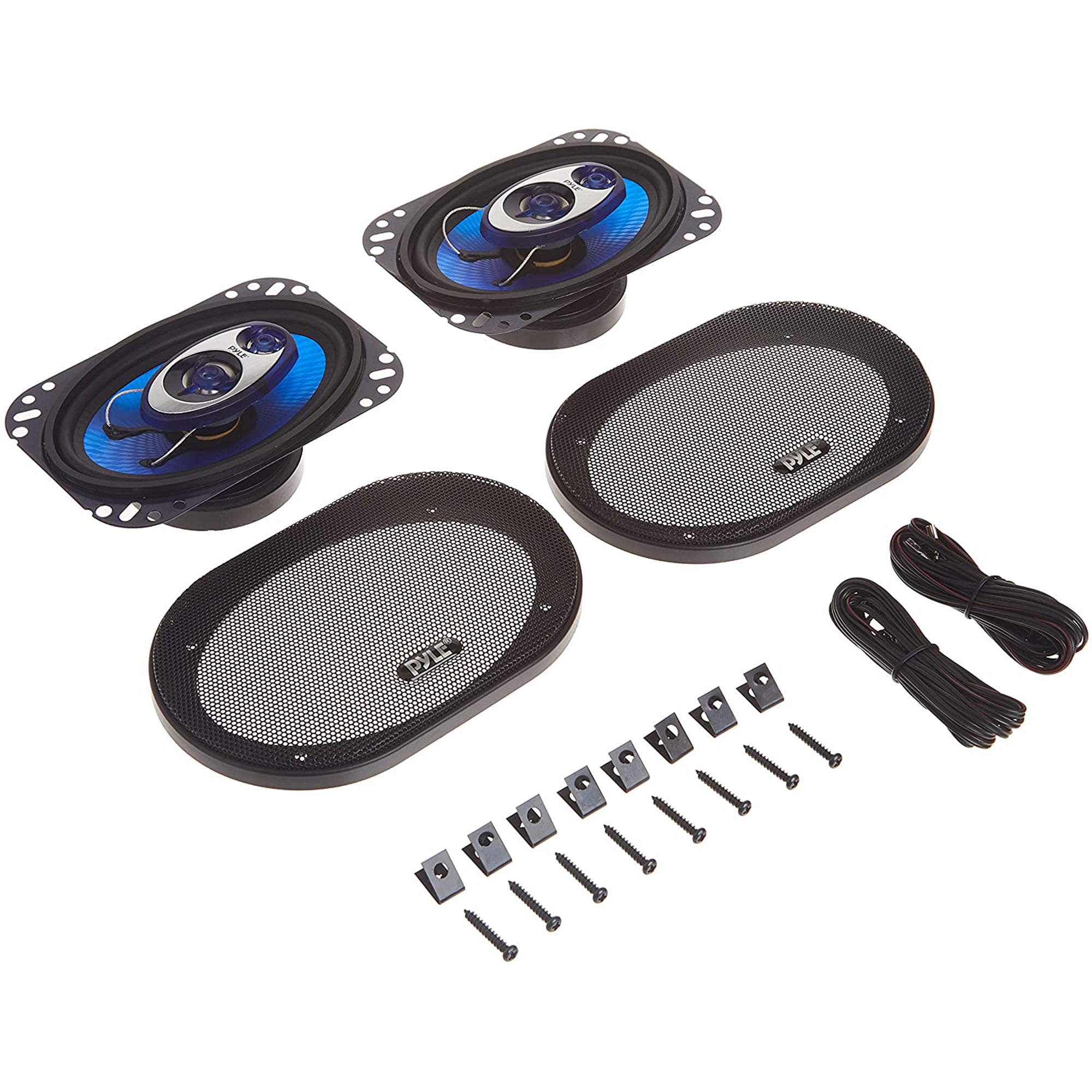 Pyle PL463BL Blue Label 4x6 Inch 240W 3 Way Triaxial Car Speaker Stereo, 2 Pack - VMInnovations