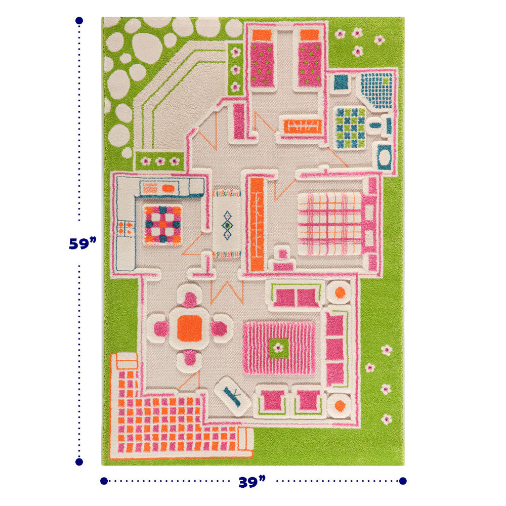 IVI 3D Play Carpets 59 x 39 Inch Play House Educational Toddler Mat Rug, Medium - VMInnovations