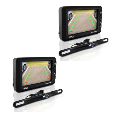 Pyle PLCM4375WIR Adjustable Rearview Backup Camera with 4.3 In Monitor (2 Pack)