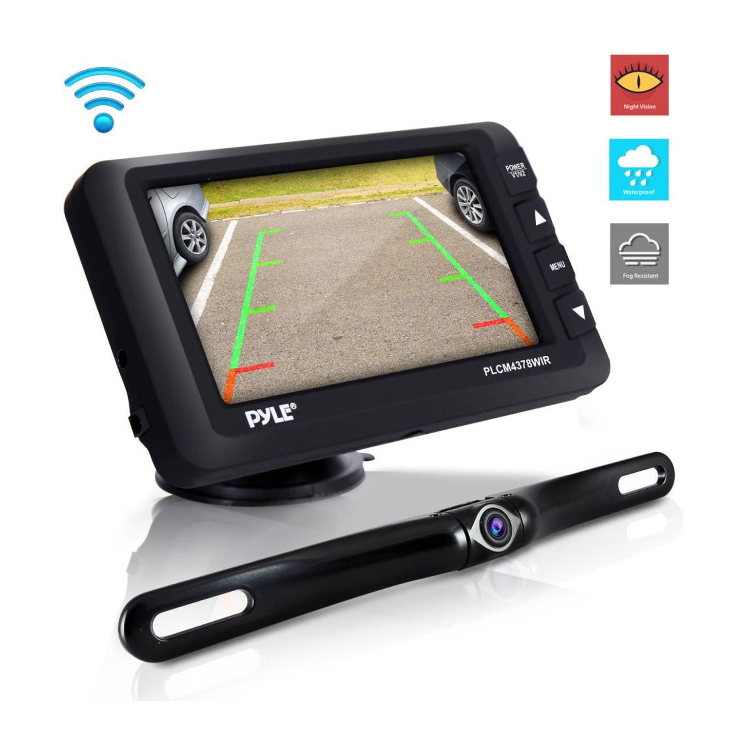 Pyle Adjustable Rearview Backup Car Camera with 4.3 Inch Monitor (Open Box)