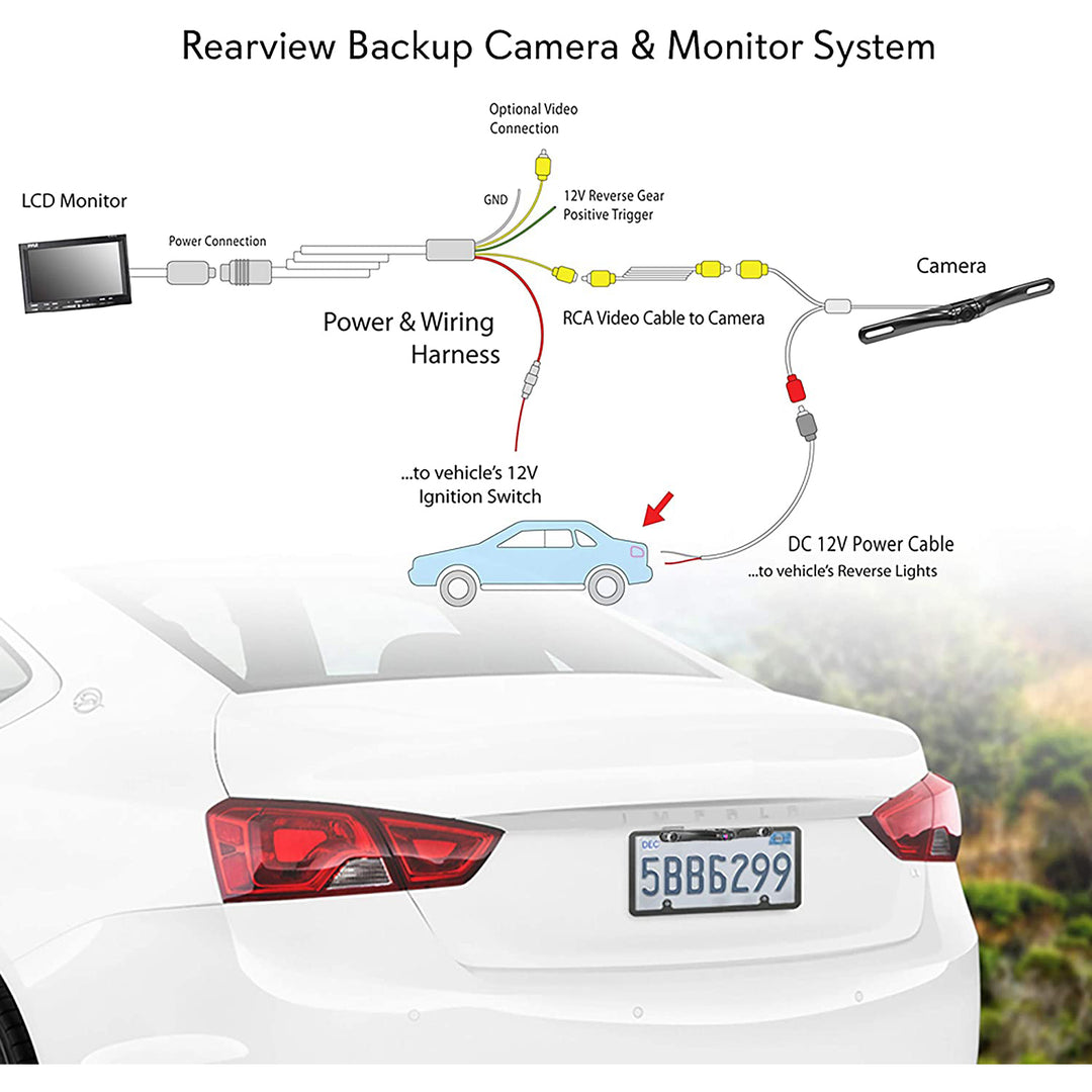 Pyle PLCM7500 7" LCD Rearview Car Backup Camera and Monitor Reverse Assist Kit - VMInnovations