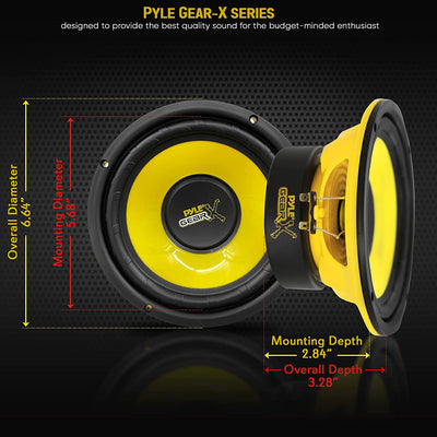 Pyle PLG64 6.5" 300 Watt Car Mid Bass/Midrange Subwoofer Sub Power Speaker(Used)