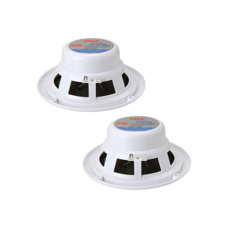 Pyle PLMR62 6.5 Inch 200 Watt Water Resistant Marine Speakers, White (1 Pair)