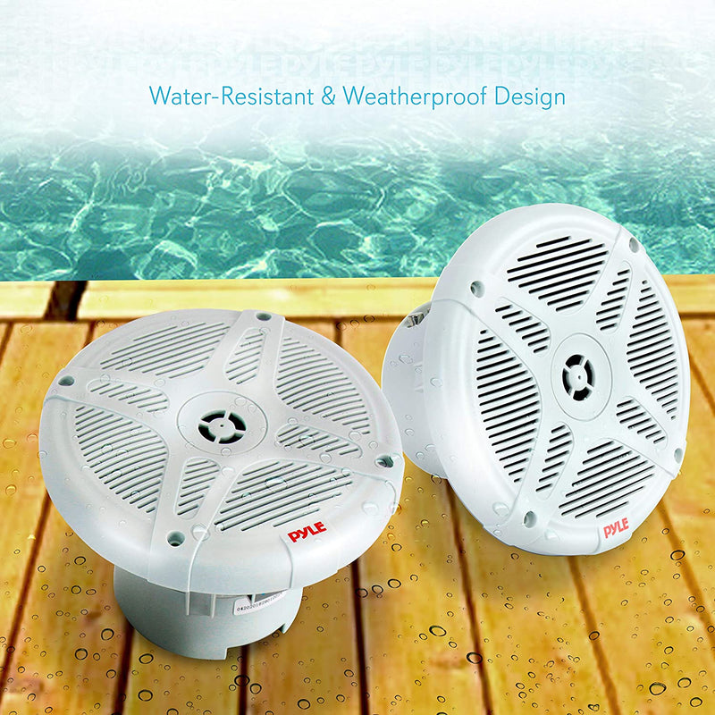 Pyle PLMR652W 6.5 Inch Waterproof 2 Way Outdoor Marine Speaker System (4 Pack)