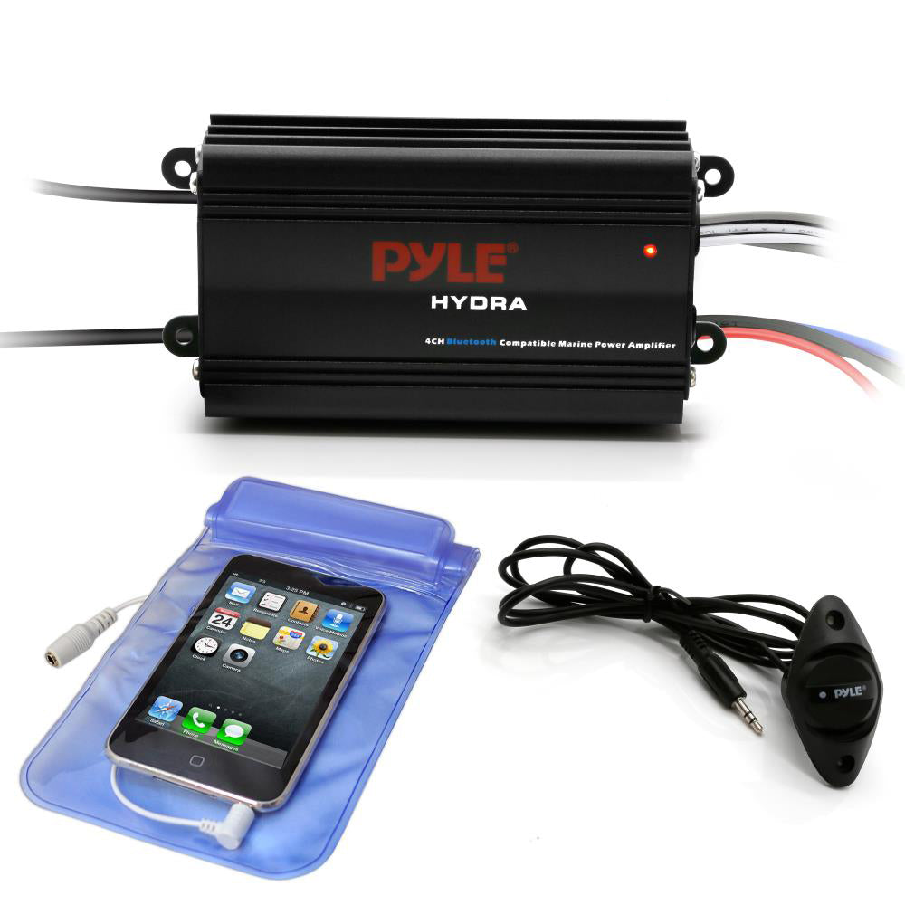 Pyle Waterproof Bluetooth 200 W 4 Channel Marine Power Audio Amplifier (2 Pack)