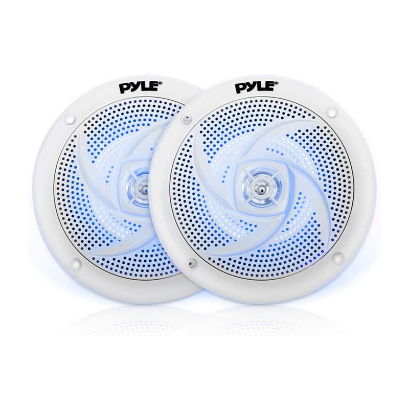 Pyle PLMRS53WL 5.25 Inch Waterproof Low Profile Marine Speakers, White (4 Pack)
