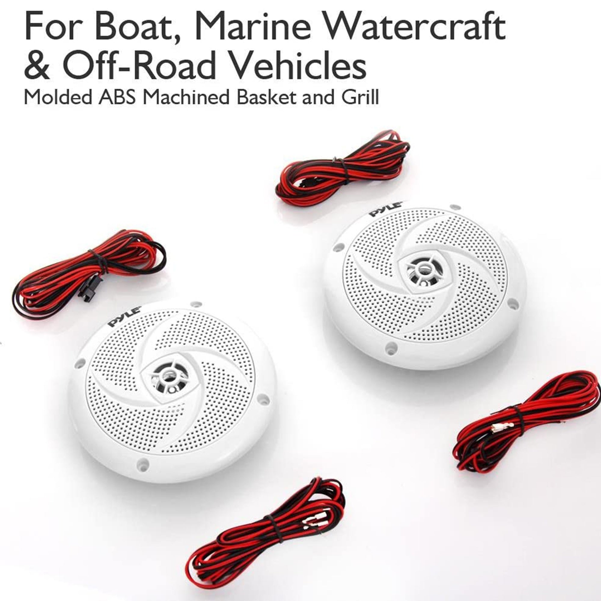 Pyle PLMRS53WL 5.25 Inch Waterproof Low Profile Marine Speakers, White (8 Pack)