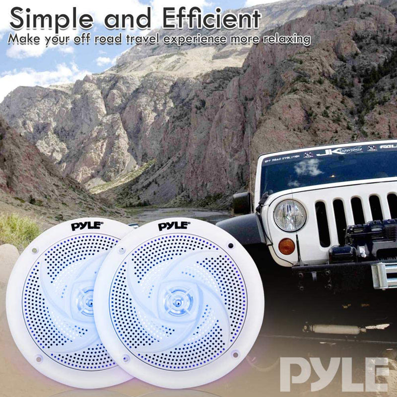 Pyle PLMRS53WL 5.25 Inch Waterproof Low Profile Marine Speakers, White (4 Pack)