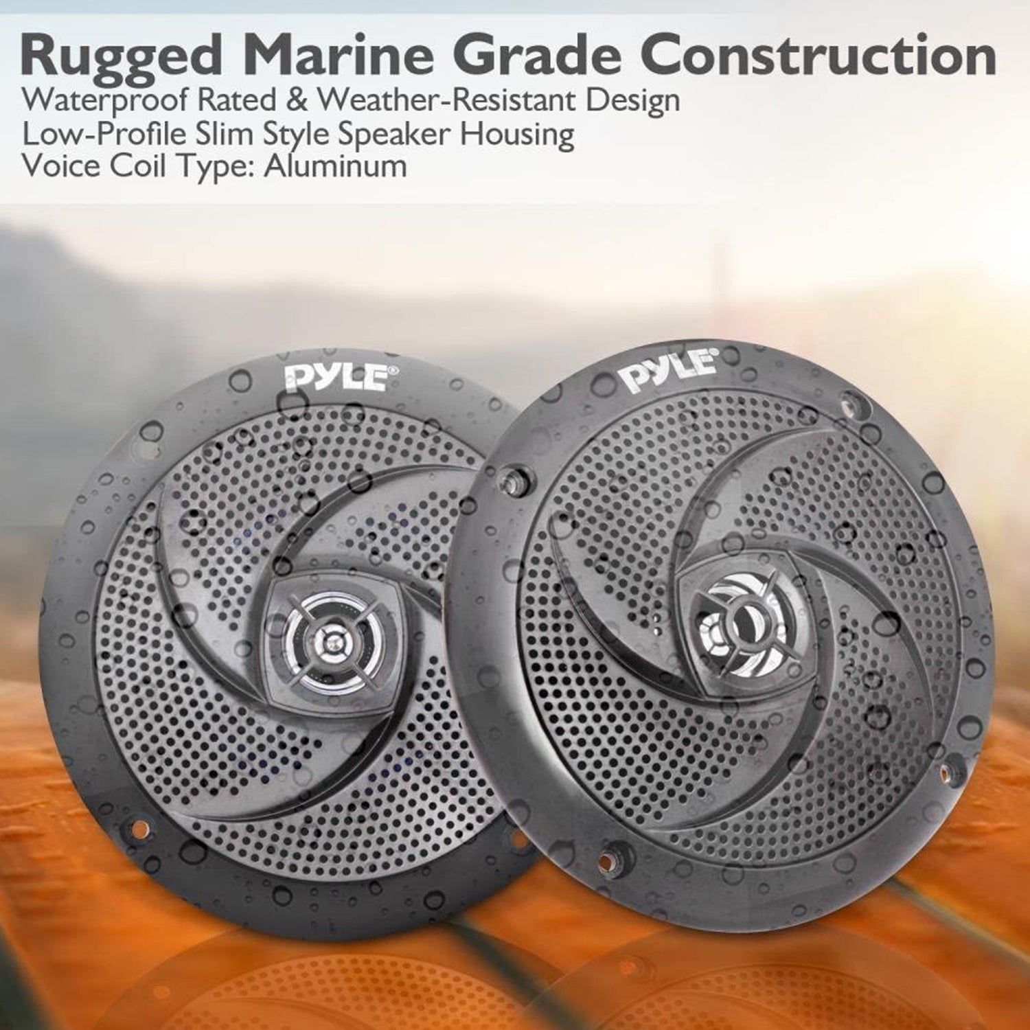 Pyle PLMRS5B 5.25-In Waterproof Low Profile Marine Speakers, Black (8 Speakers) - VMInnovations