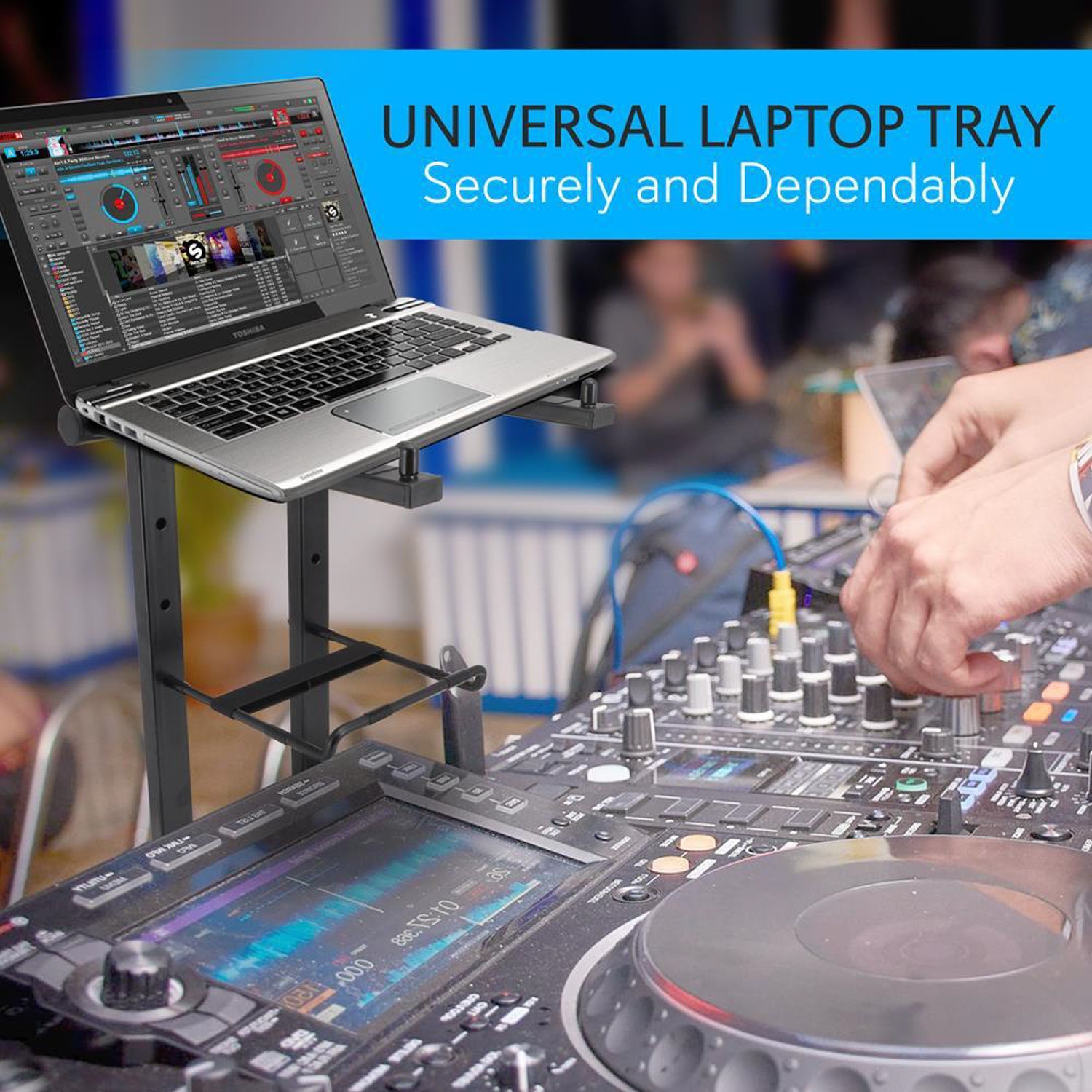 Pyle Universal Portable Foldable Professional DJ Laptop Stand w/ Accessory Tray - VMInnovations