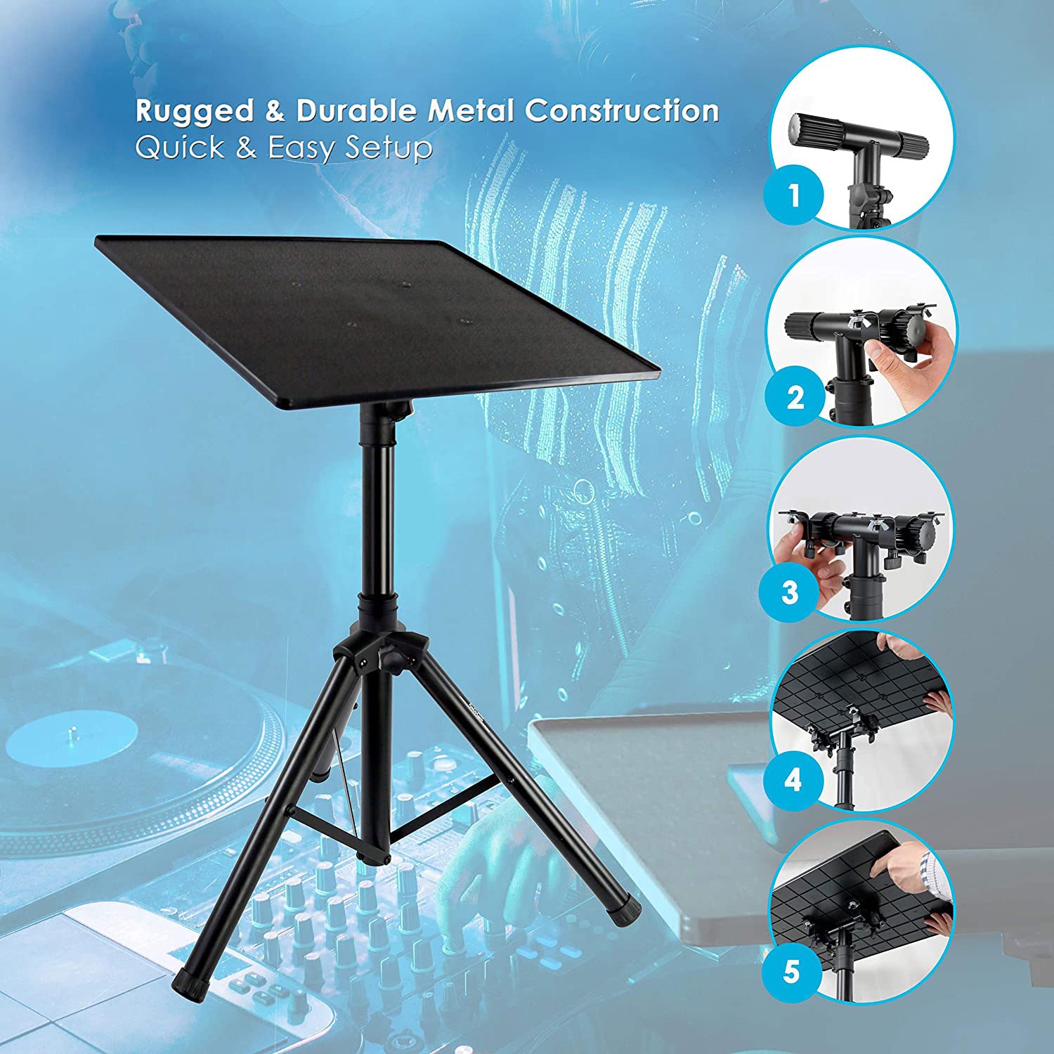 Pyle Universal Adjustable Tripod Design DJ Laptop Device Stand Holder (2 Pack) - VMInnovations