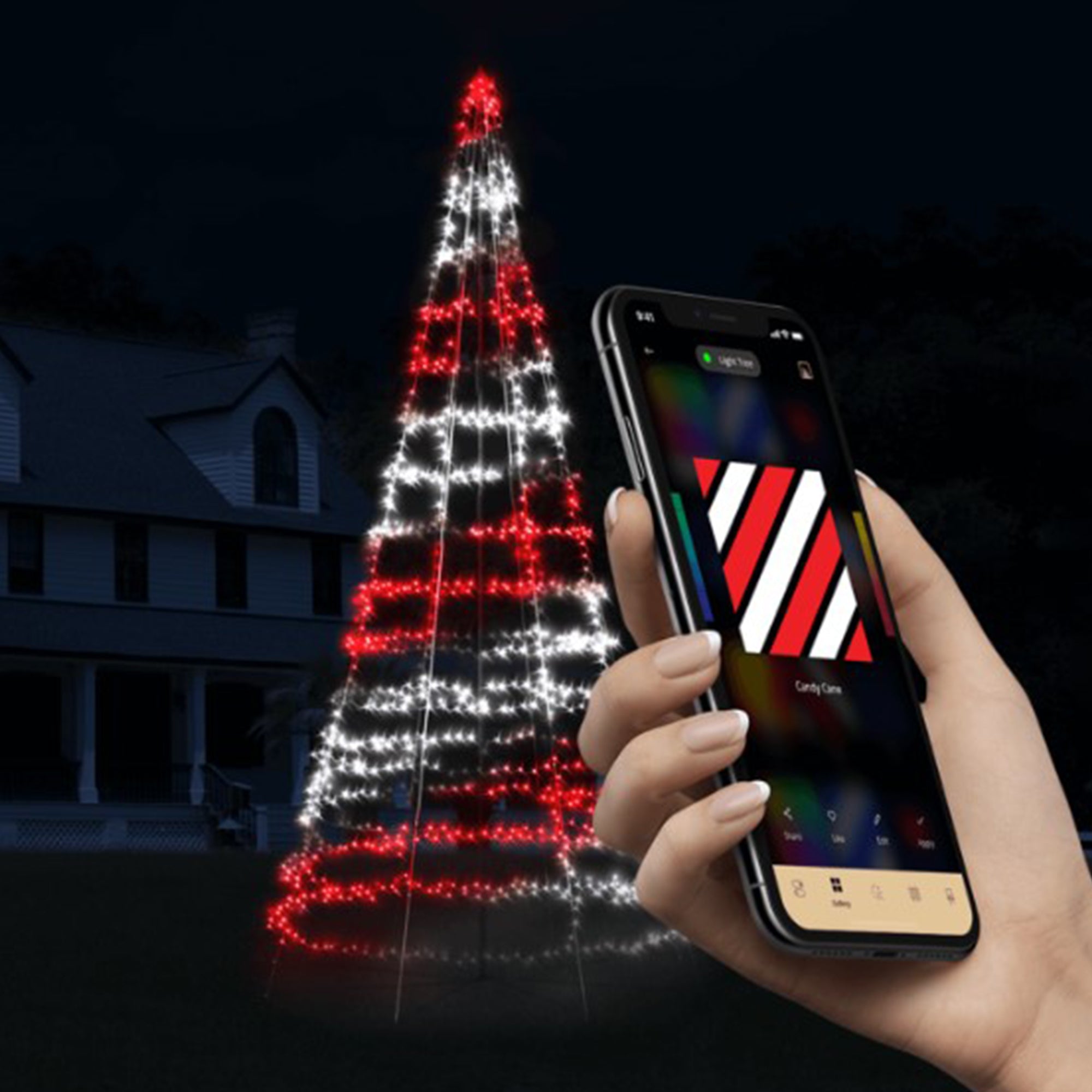 Light Tree App-control Flag-pole Christmas Tree 9.8-Ft w/Pole (Open Box) - VMInnovations