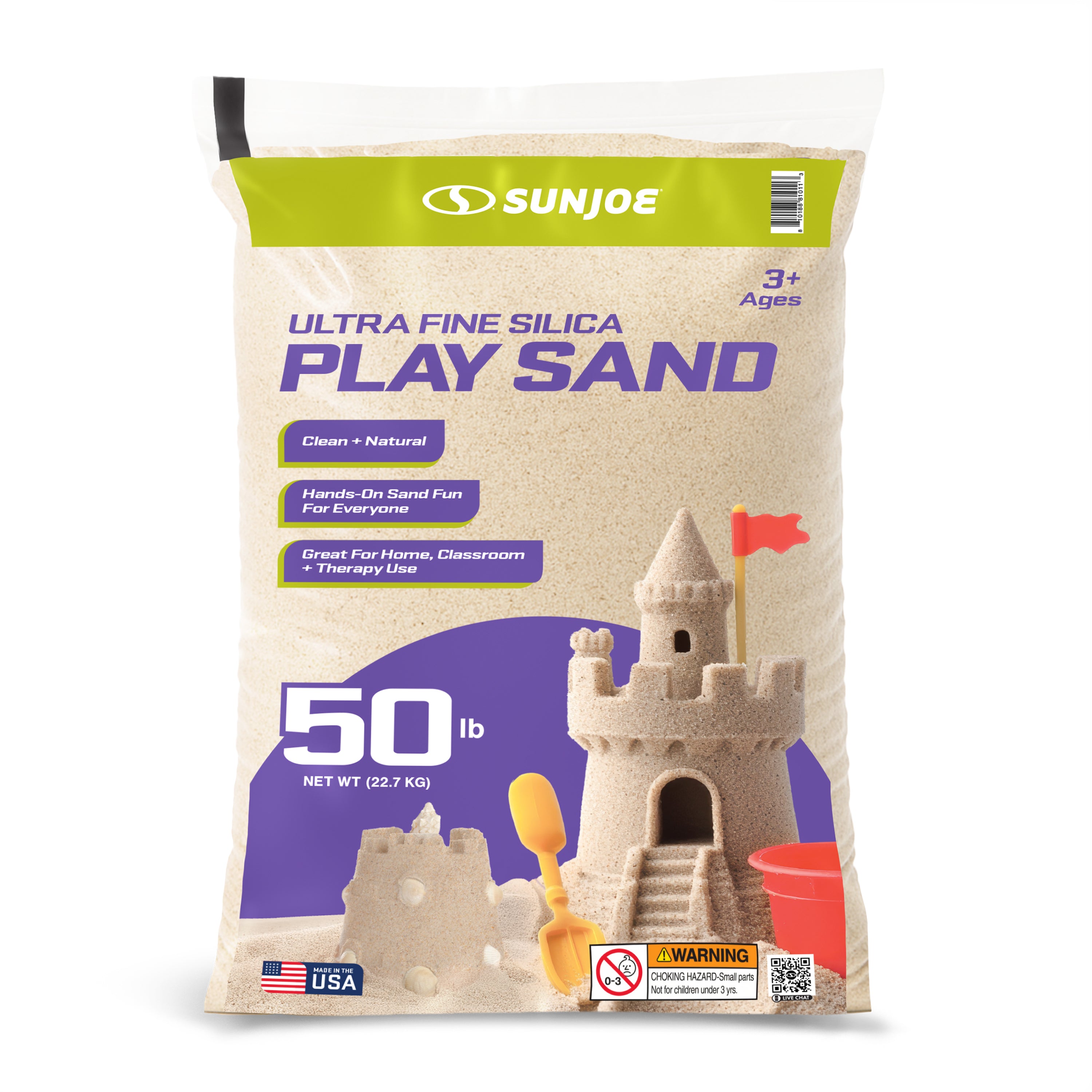 Sun Joe Ultra Fine Silica Play Sand for Sandboxes and Sensory Tables, 50 lbs, PLYSAND50