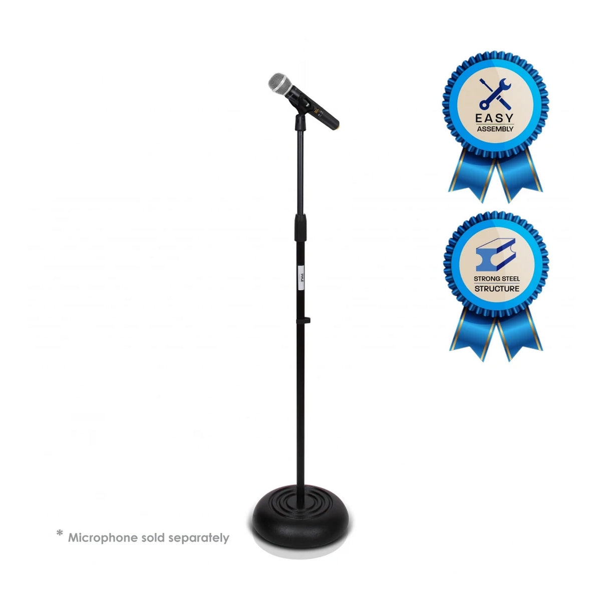 PylePro Adjustable Extendable Compact Base Microphone Stand, Black (Open Box)