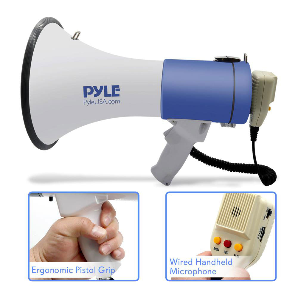 PylePro PMP59IR 50 Watt Portable Bullhorn Sound Megaphone Speaker, Blue (2 Pack)