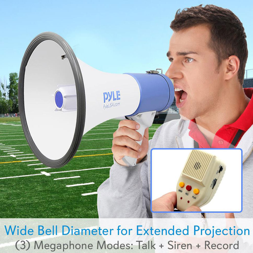 PylePro PMP59IR 50 Watt Portable Bullhorn Sound Megaphone Speaker, Blue (2 Pack)