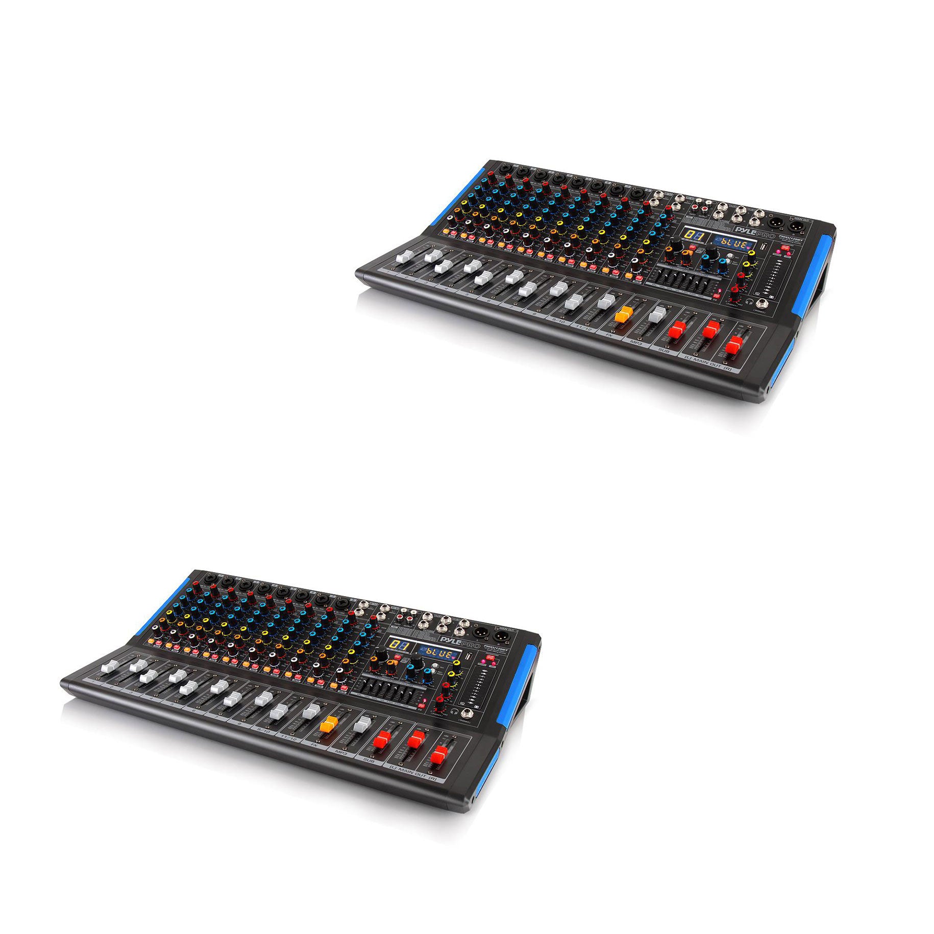 Pyle PMXU128BT 12 Channel Bluetooth DJ Studio Sound Board Mixer System (2 Pack)
