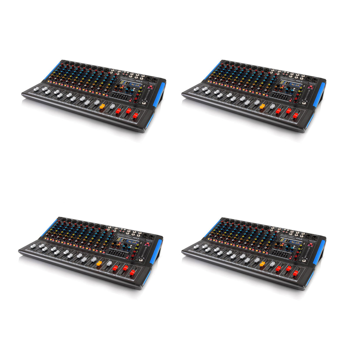 Pyle PMXU128BT 12 Channel Bluetooth DJ Studio Sound Board Mixer System (4 Pack)