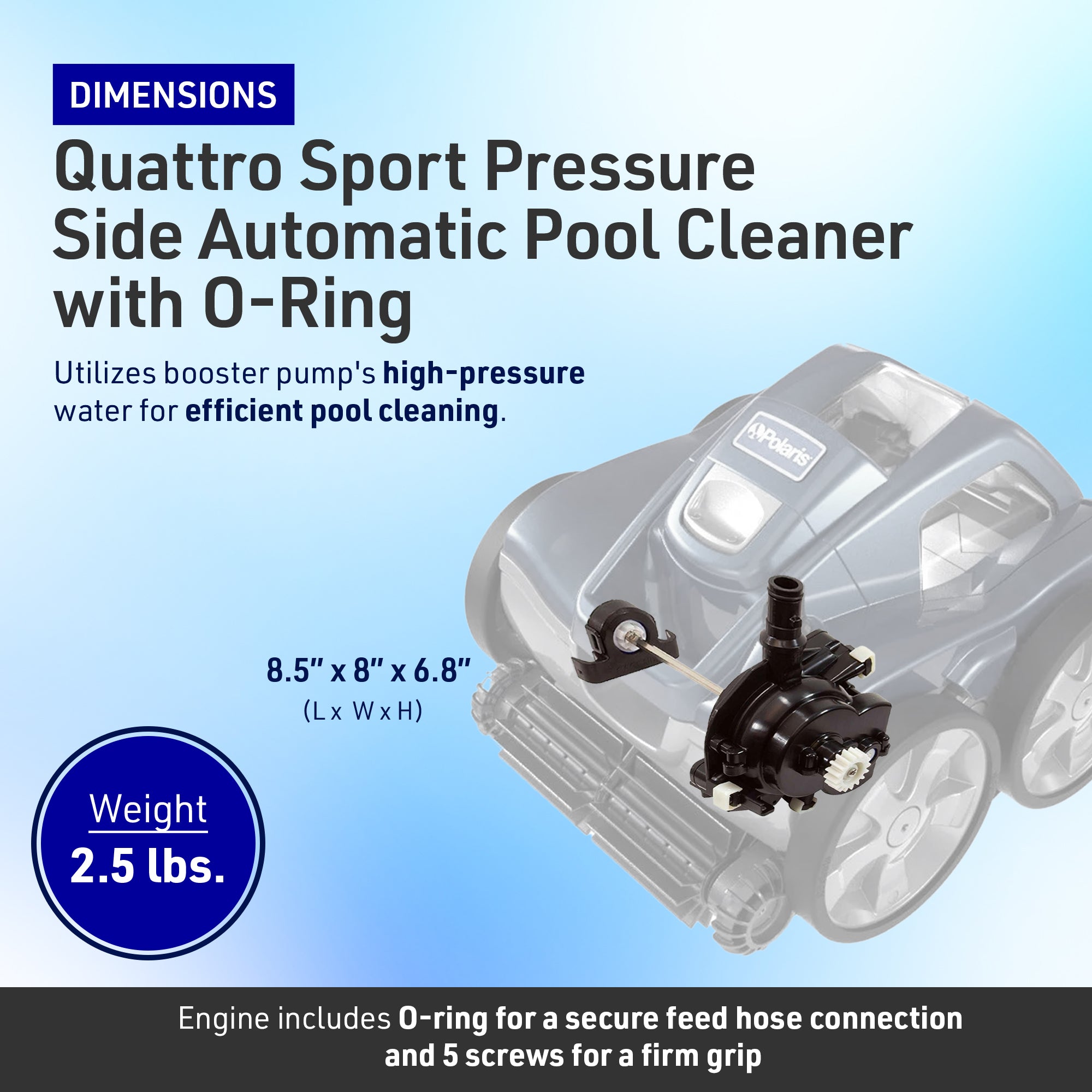 Polaris Replacement Quattro Sport Pressure Side Pool Cleaner Engine with O-Ring - VMInnovations