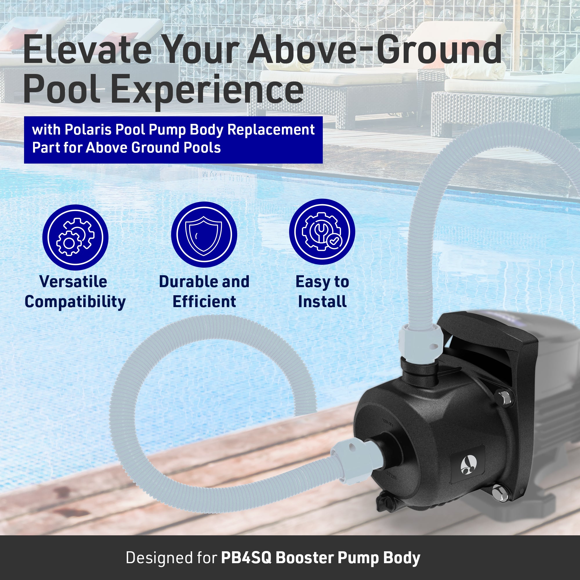 Polaris Pool Pump Body Replacement Part for Above Ground Pools, Black (Open Box) - VMInnovations