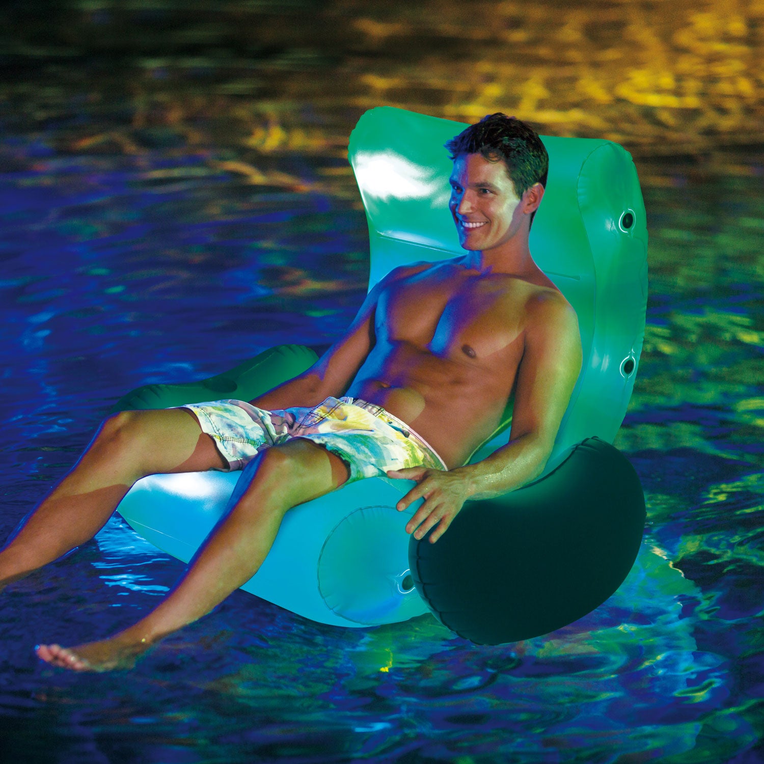 Summer Waves 24ft x 52in Pool Set and 4 Pack of Inflatable Rocking Chair Lounges - VMInnovations