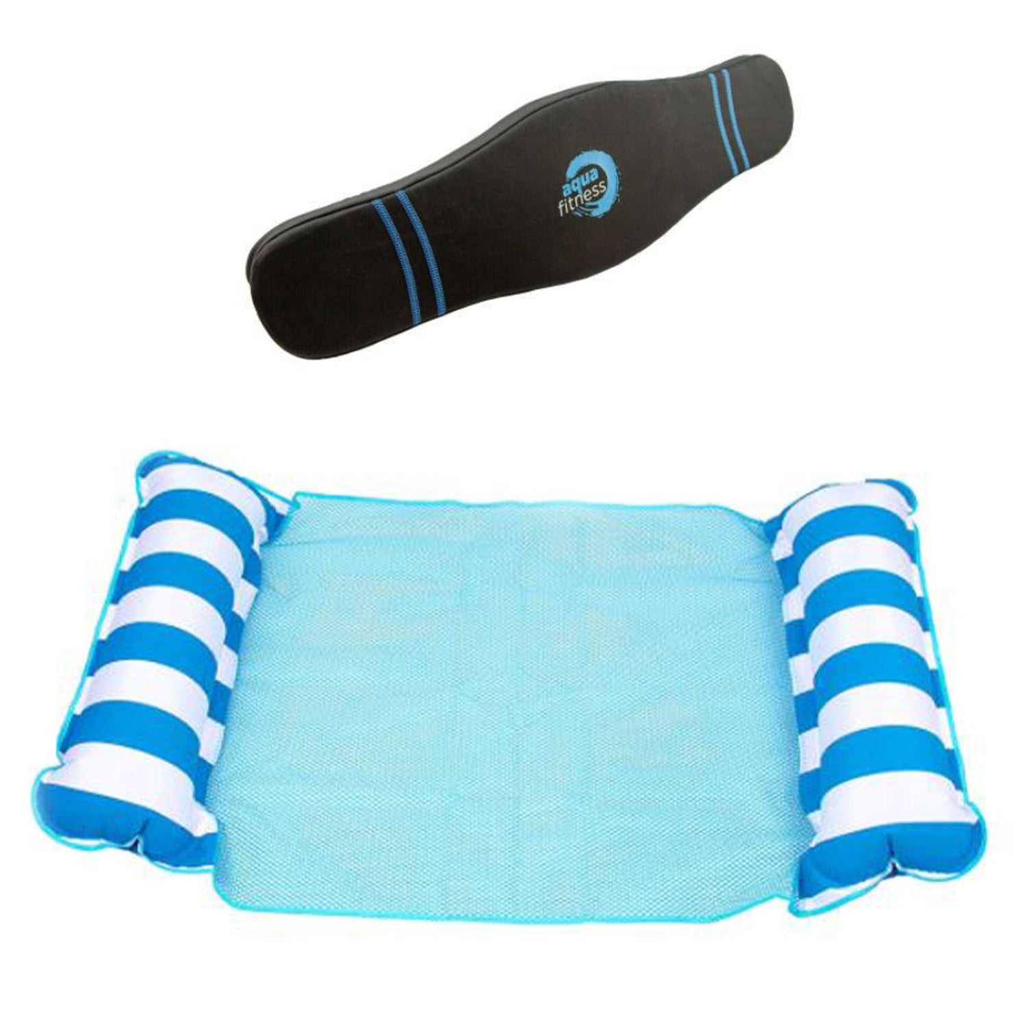 Aqua Fitness Deluxe Fitness Training Flotation Belt Bundle w/ Blue Pool Lounger