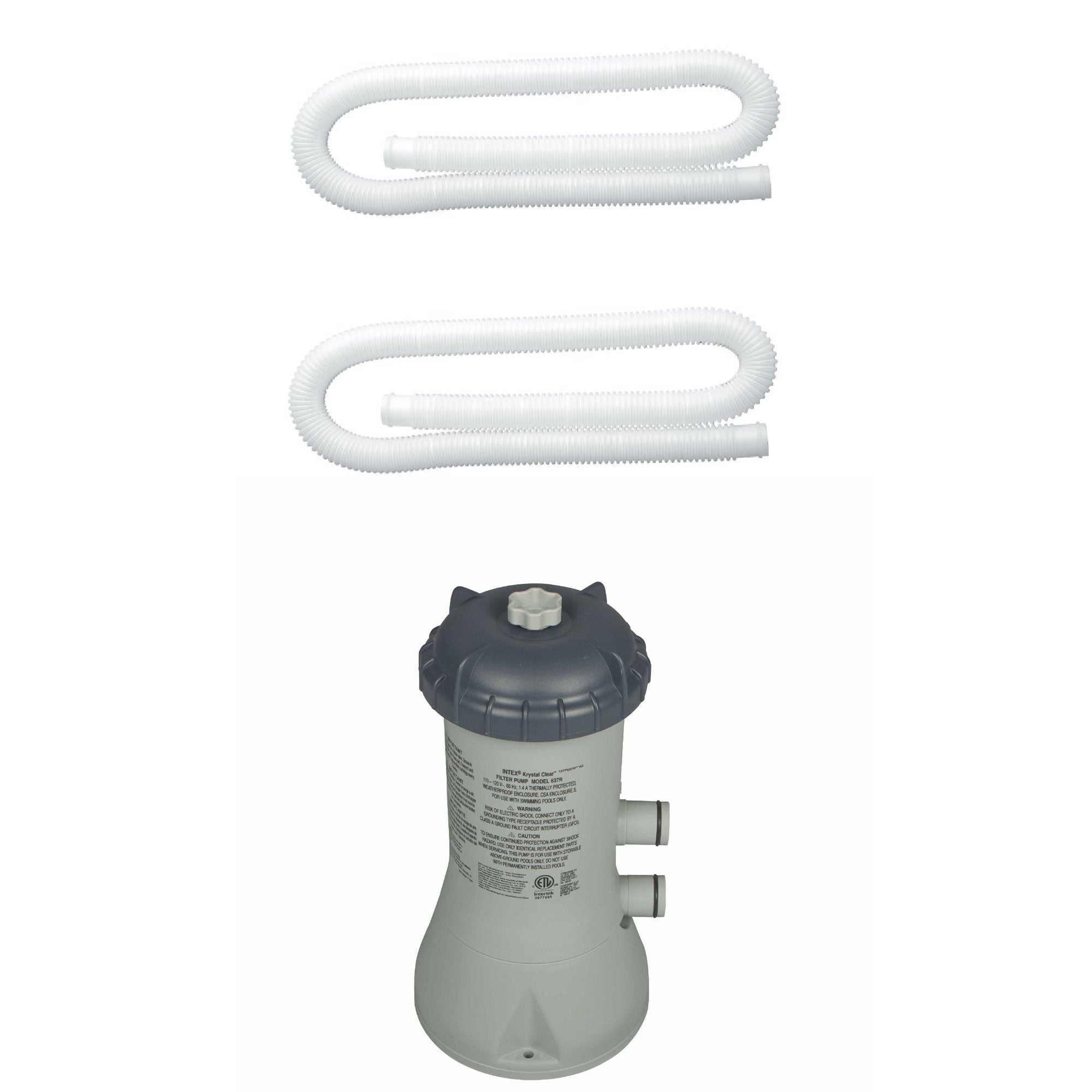 Intex 1.25In Dia. Pool Pump Replacement Hose (2 Pack) & Intex 1000 GPH Filter - VMInnovations
