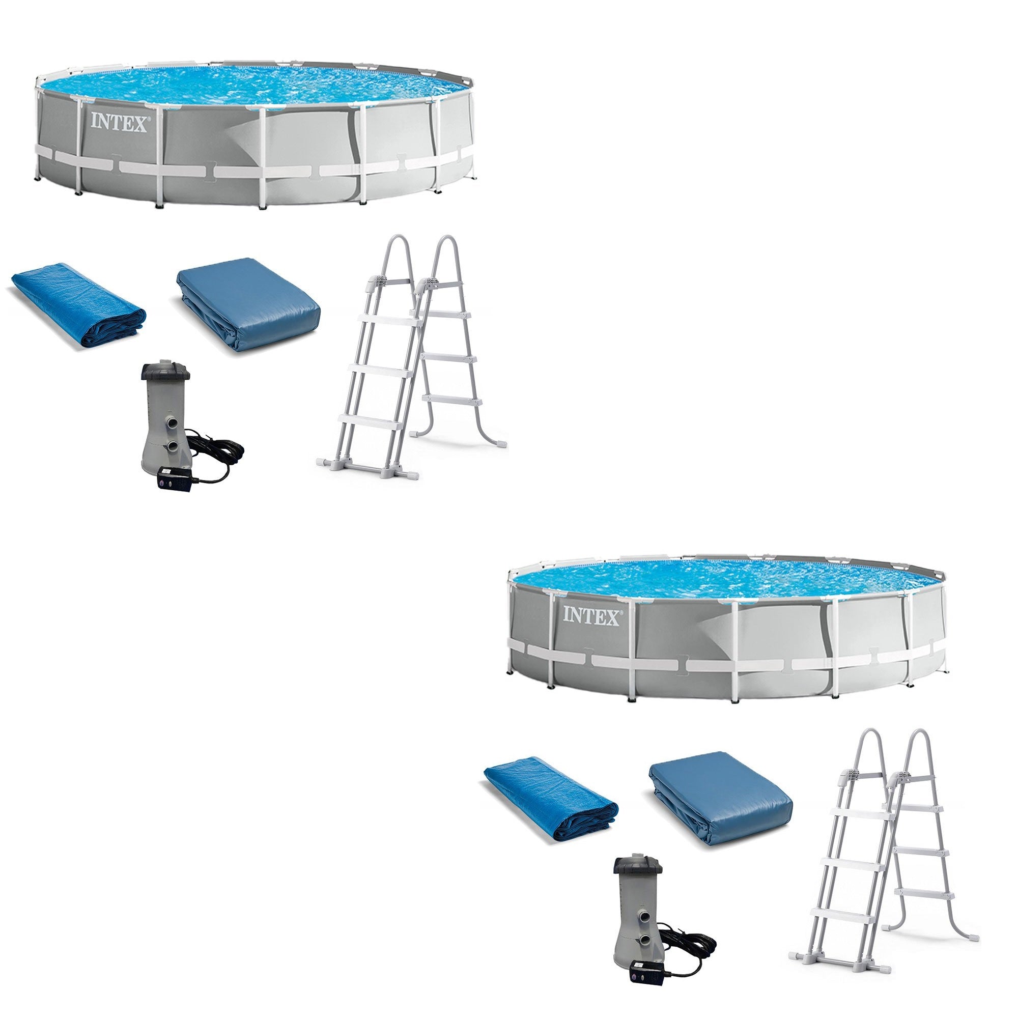 Intex 15 Ft. x 42 In. Prism Frame Above Ground Swimming Pool Set w/ Filter (2) - VMInnovations