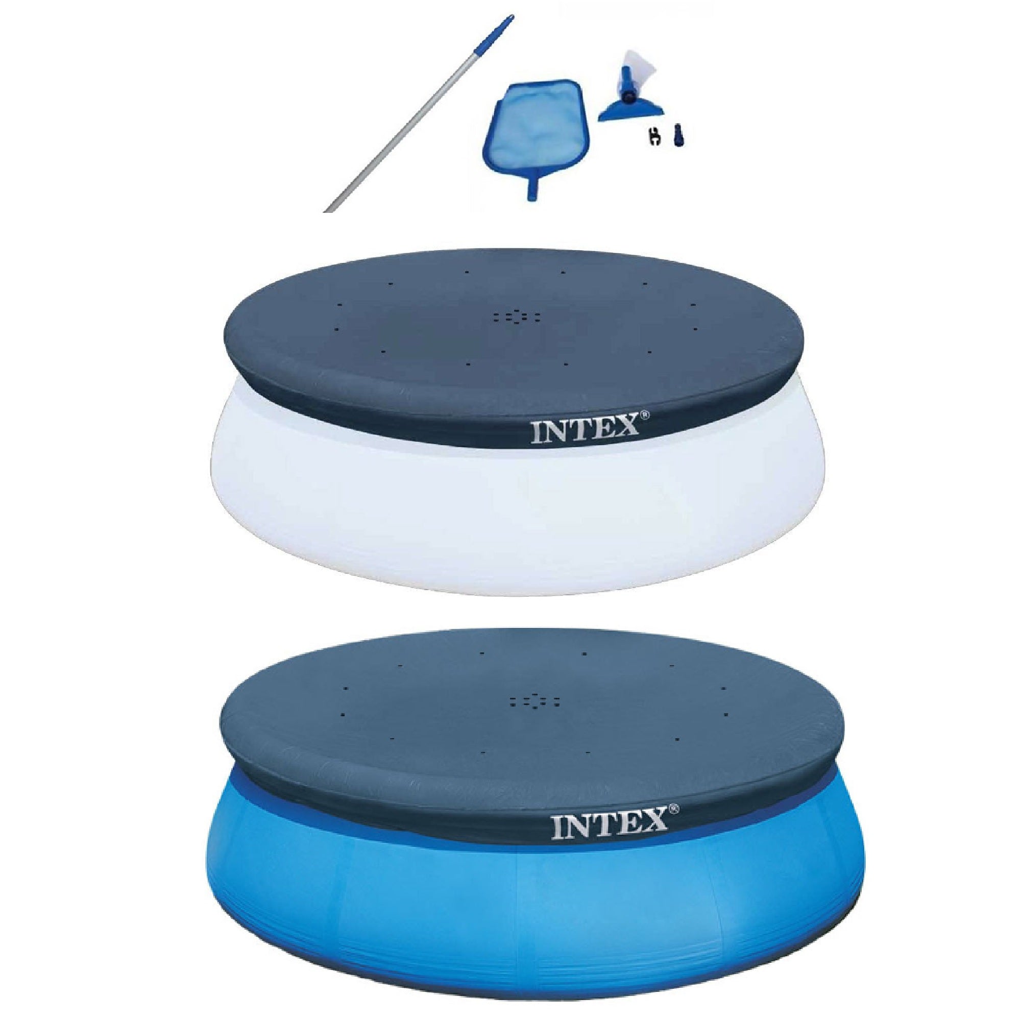 Intex Cleaning Maintenance Pool Kit, 10ft Above Ground Pool Cover & 10ft KidPool