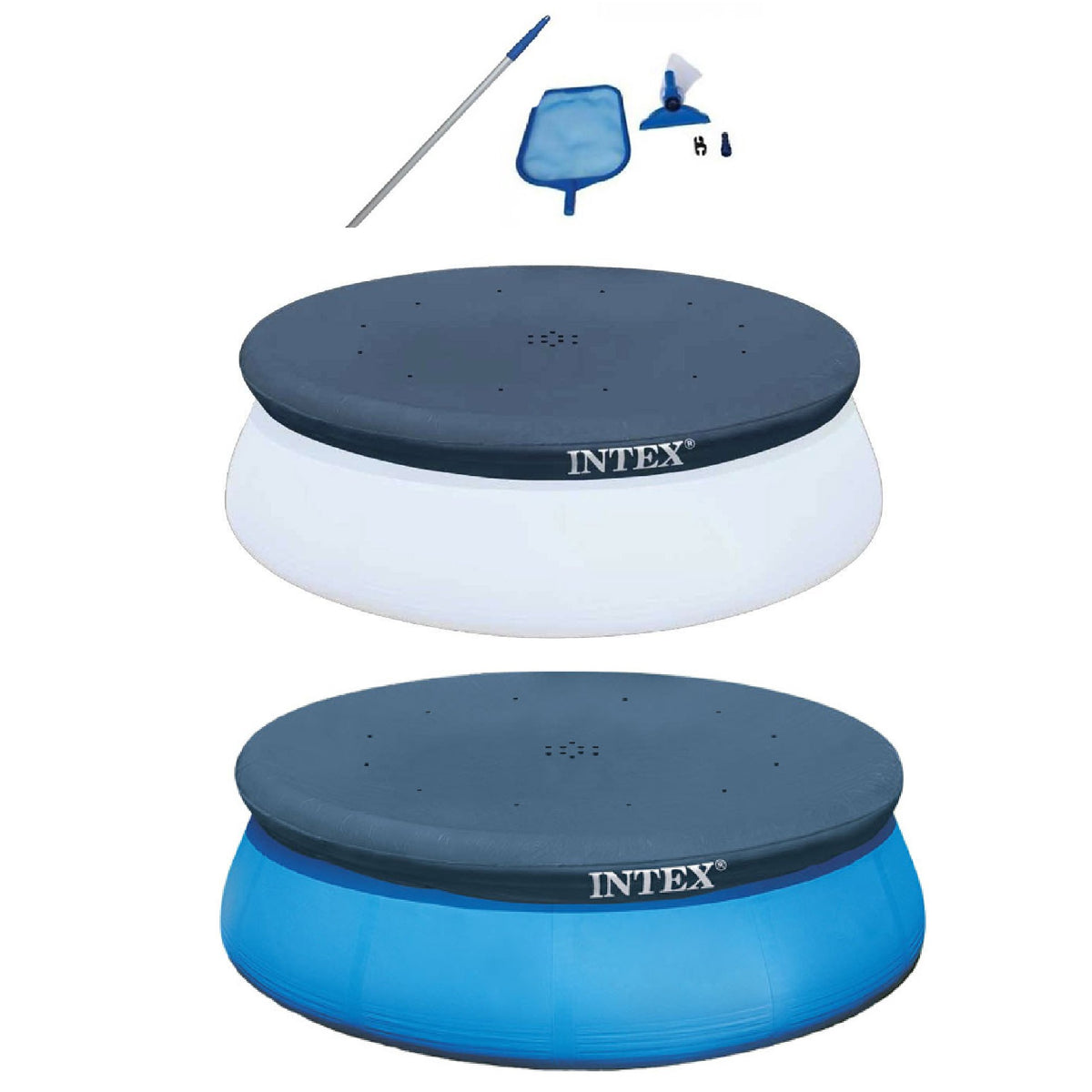 Intex Cleaning Maintenance Pool Kit, 10ft Above Ground Pool Cover & 10ft KidPool