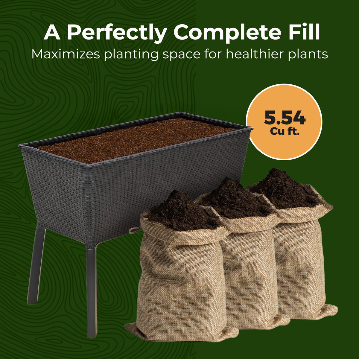 Polymer Outdoor Products Raised Garden Bed with 3 Pack Miracle-Gro Potting Mix
