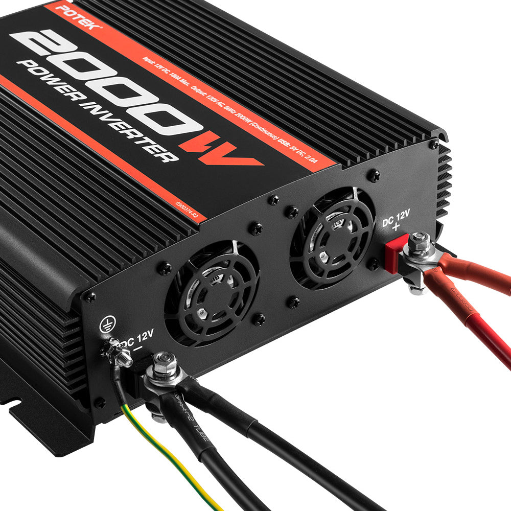Potek MA2000-1111 2000W 3 AC Outlet & USB Port Portable Power Inverter, Black
