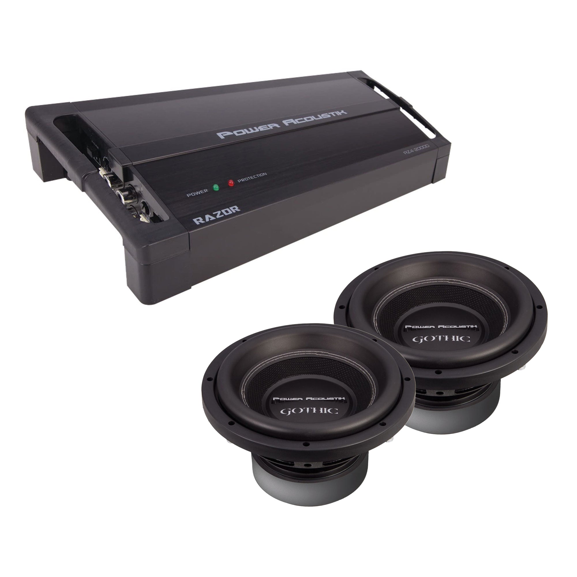 Power Acoustik 3,500W Car Audio Amplifier & 10 Inch 2200W Subwoofers (2 Pack) - VMInnovations