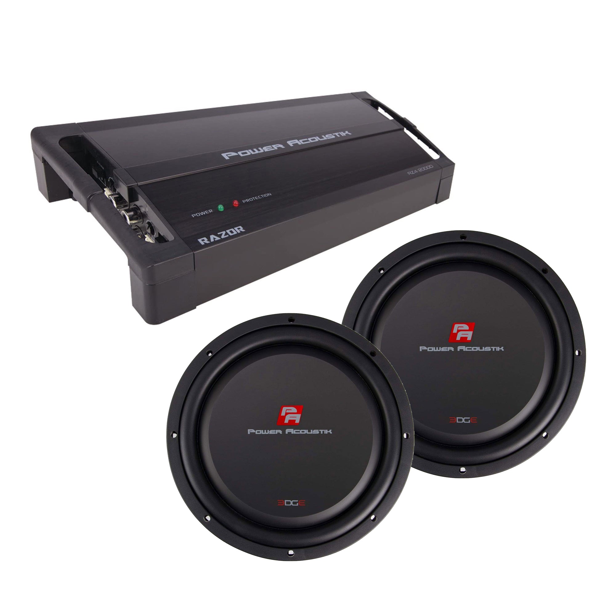 Power Acoustik Monoblock Amplifier & Power Acoustik 12" Subwoofer, Black (2 Pk) - VMInnovations