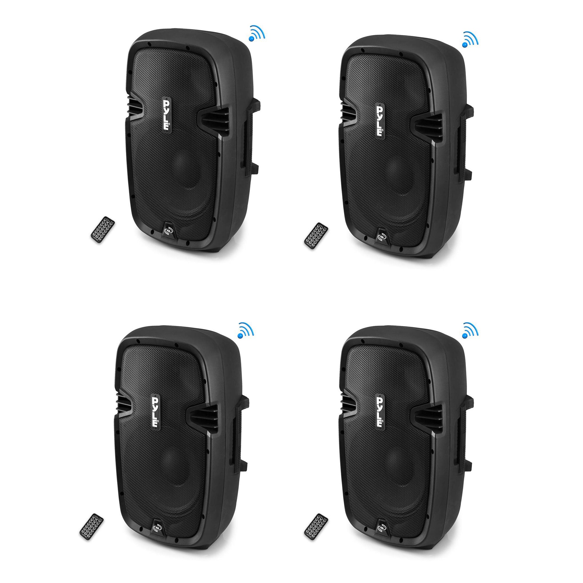 Pyle Portable 10 In Bluetooth 2 Way Full Range PA Cabinet Loud Speaker (4 Pack)