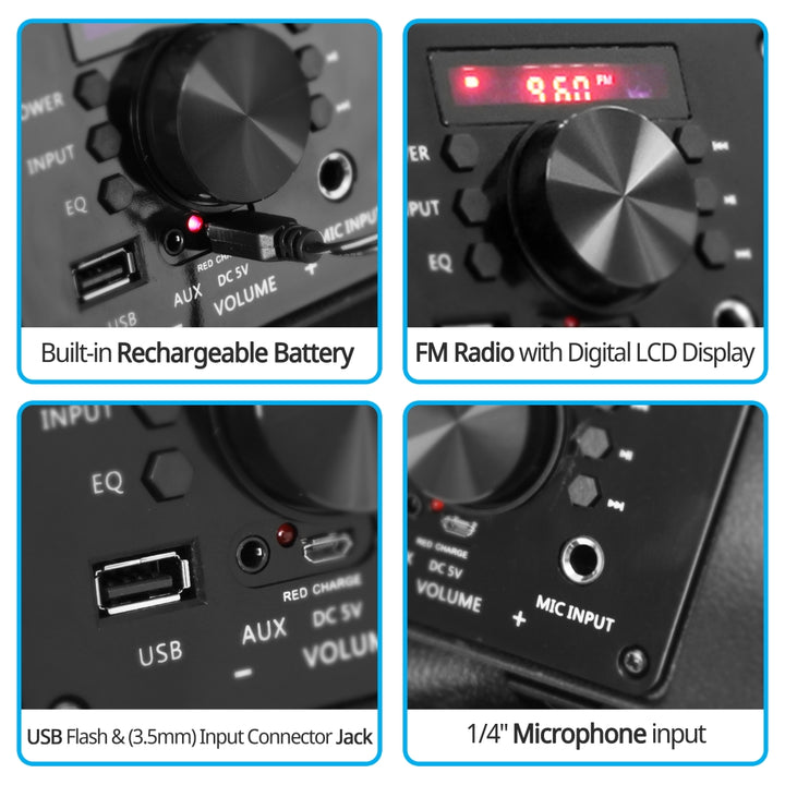 Pyle PPHP844B 400 W Portable Bluetooth Speaker w/ LED Party Lights & Remote - VMInnovations