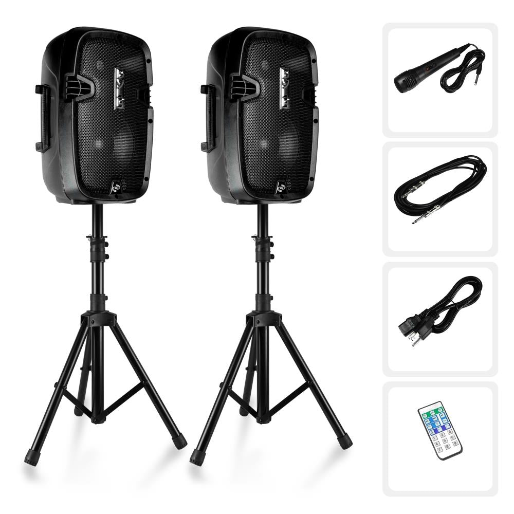 Pyle Active/Passive Bluetooth PA Dual Loudspeaker Sound System Kit (2 Pack) - VMInnovations