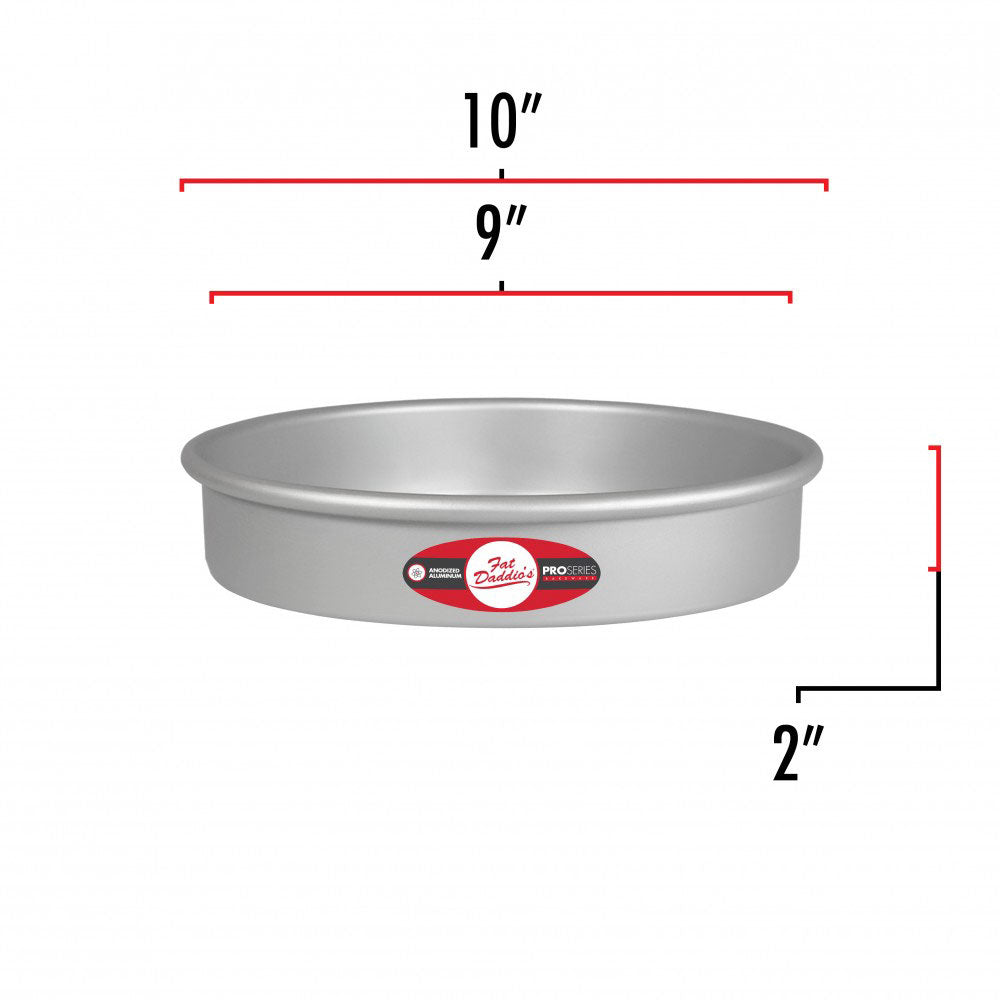 Fat Daddio's PRD-92 Anodized Aluminum Round Cake Pan with Solid Bottom, 9 x 2"