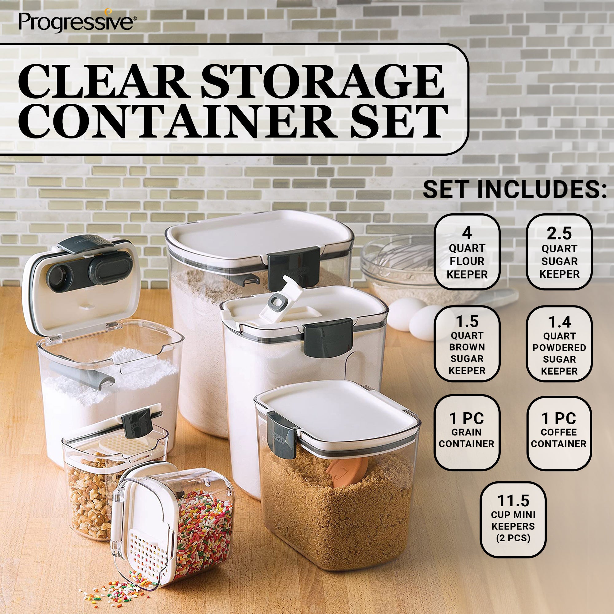Progressive International Prepworks ProKeeper 6 Piece Food Storage Set, White - VMInnovations