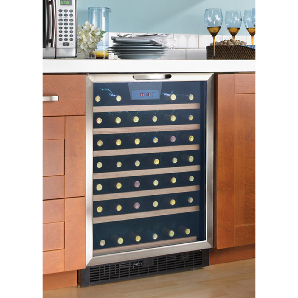 Danby Designer 50 Bottle Compact LED Refrigerator Wine Cooler, Stainless Steel