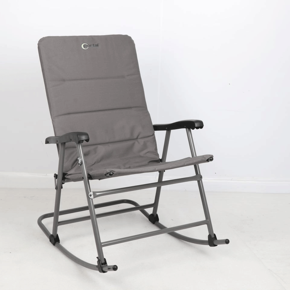 Portal Outdoor Portable Folding Camping Rocking Chair Recliner, Gray (2 Pack)