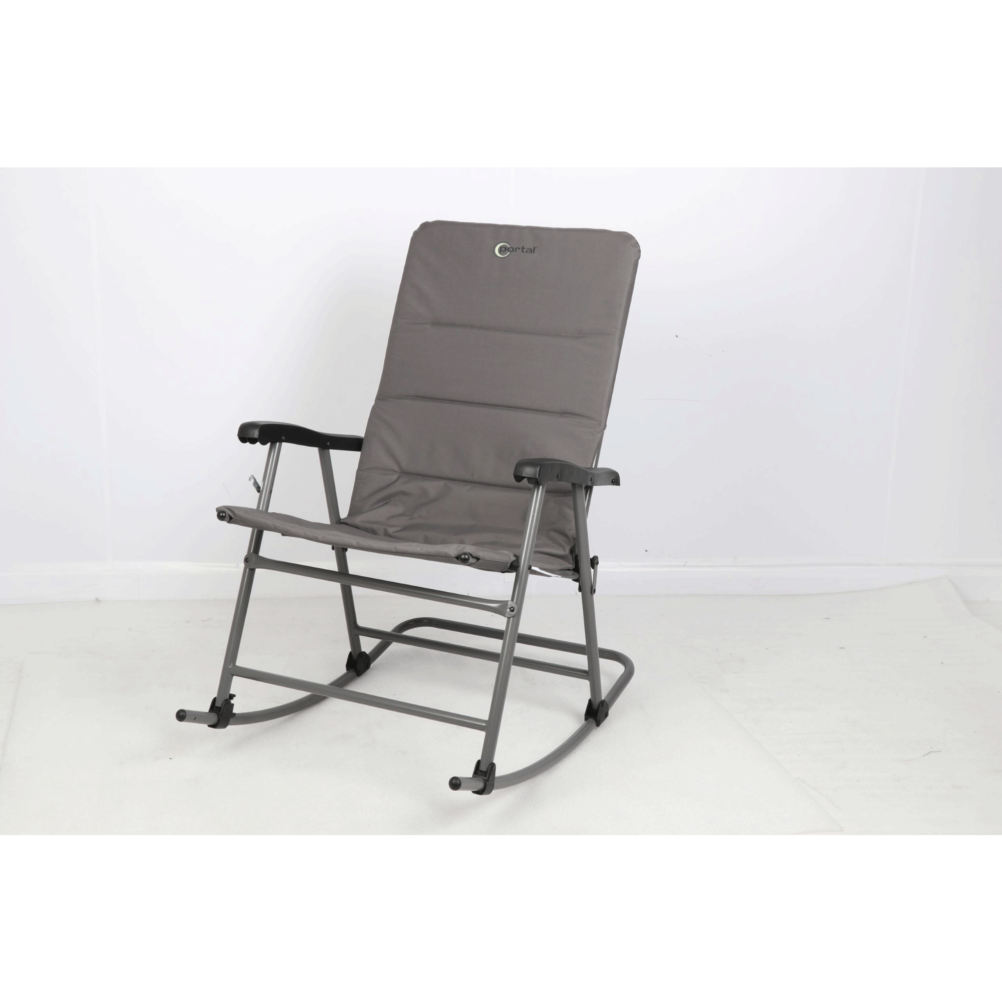 Portal Outdoor Portable Folding Camping Rocking Chair Recliner, Gray (2 Pack)
