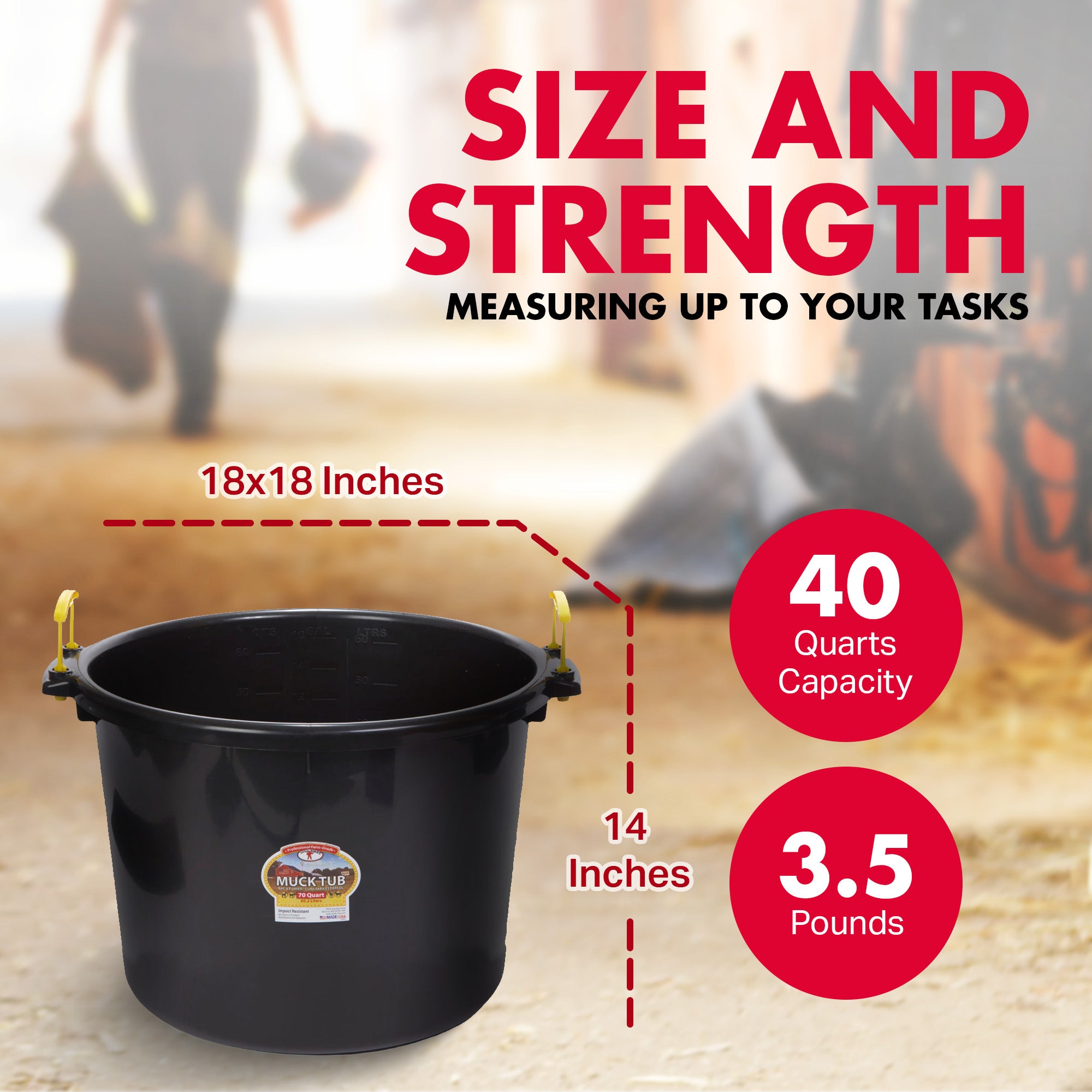 Little Giant 40qt Durable & Versatil Muck Tub w/Handles, Black (Open Box) - VMInnovations