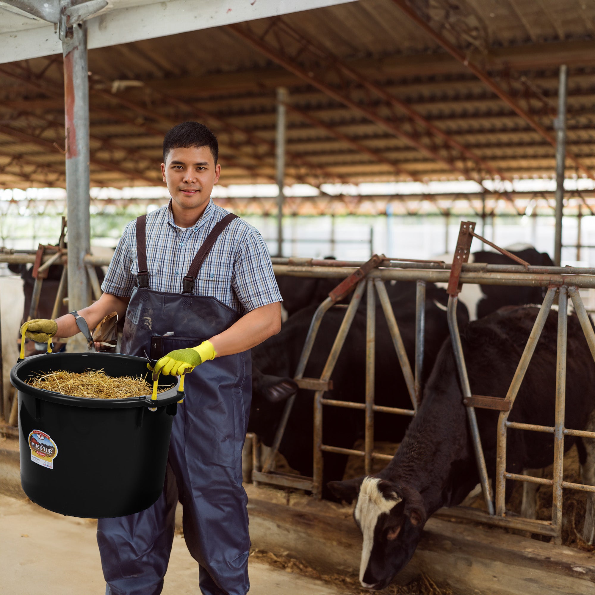 Little Giant 40qt Durable & Versatil Muck Tub w/Handles, Black (Open Box) - VMInnovations