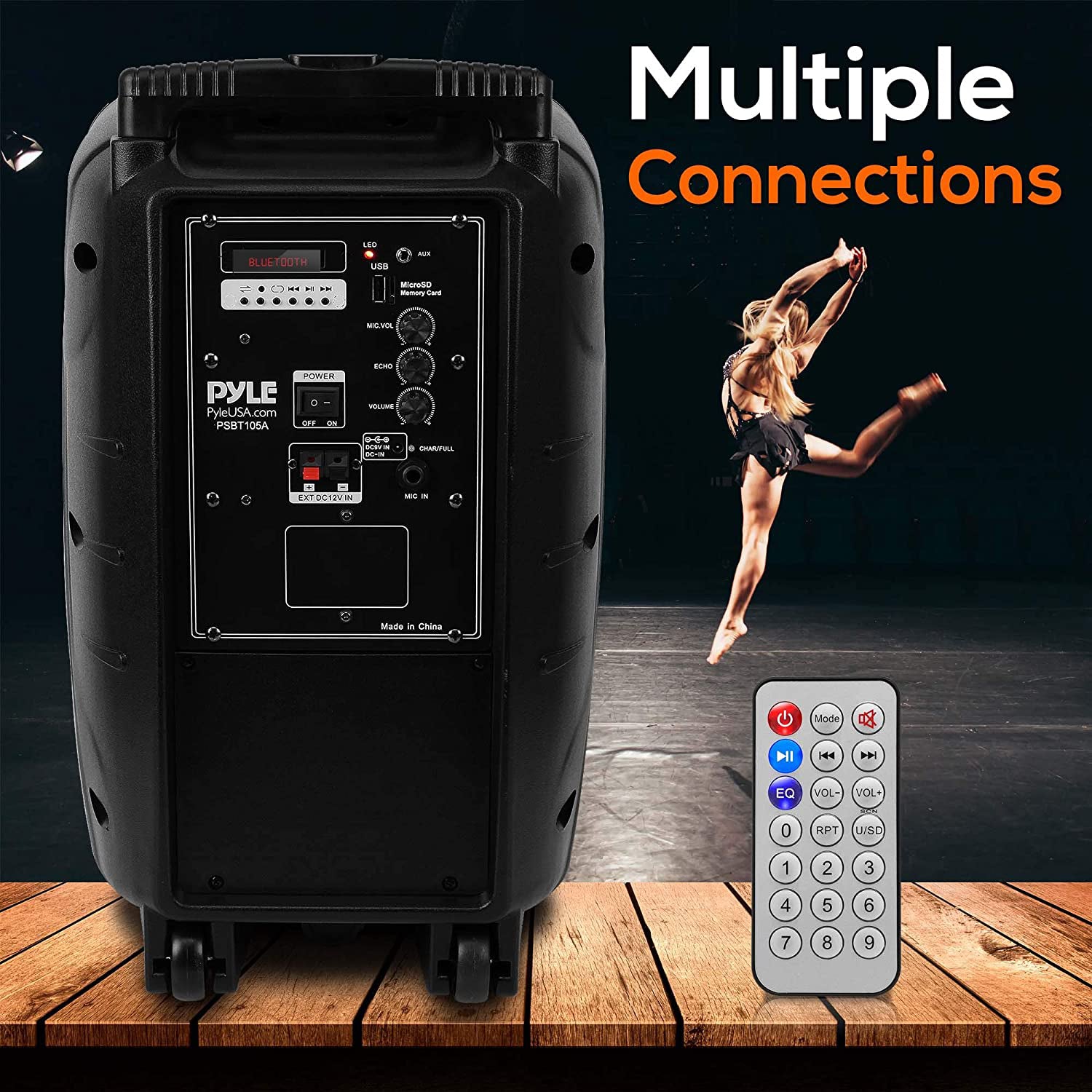 Pyle PSBT105A 1000W 10 Inch Bluetooth Portable Stereo Karaoke Speaker with UHF Wireless Microphone and Built In Rechargeable Battery (2 Pack) - VMInnovations
