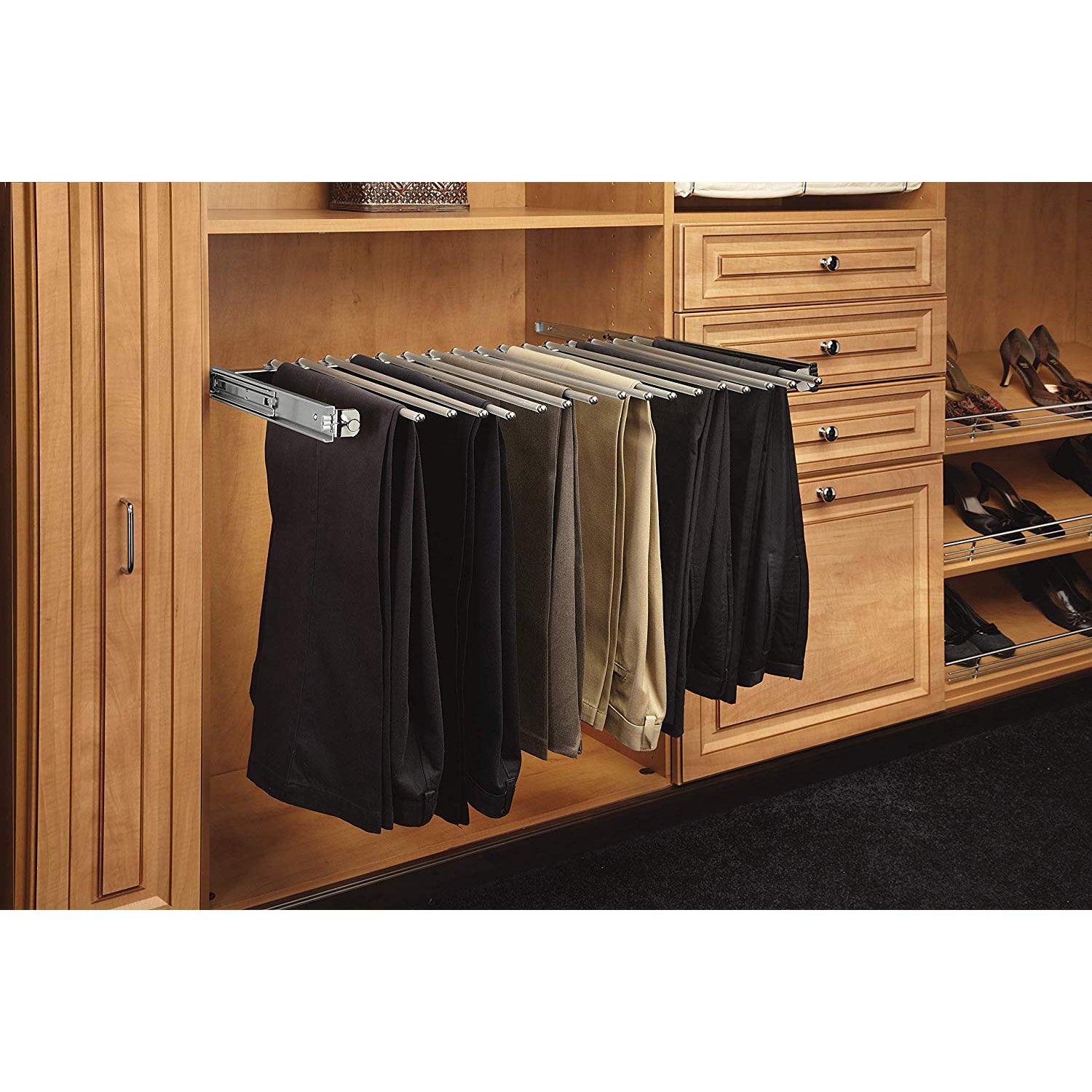 Rev-A-Shelf 30" Pull Out Pants Organizer for Custom Closet, Chrome, PSC-3014CR - VMInnovations